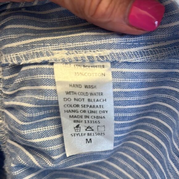 altar’d state chambray blue white striped sleeveless blouse Size M EUC - Picture 8 of 8